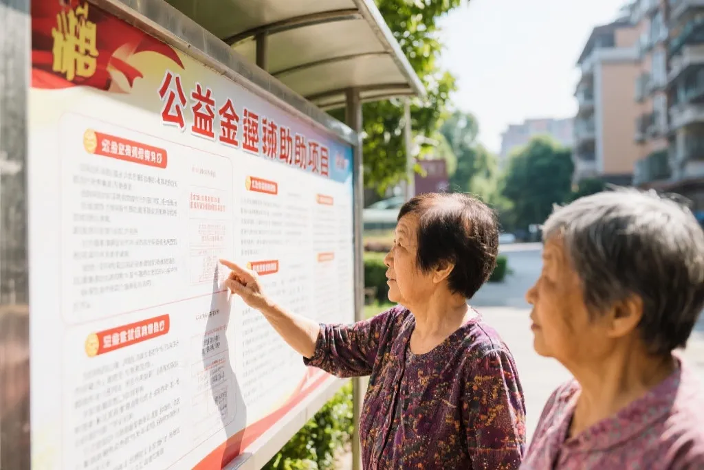 社区居民查看彩票公益金资助信息公告栏